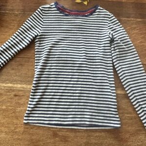 Boden Navy and White Striped Long Sleeve Tee